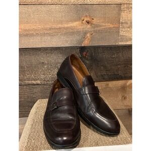 Bass Mens Sterling Burgundy Leather Buckle Loafer Size 9 M Made in‎ Brazil
